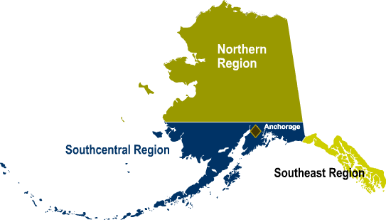 Map of Alaska with regions
