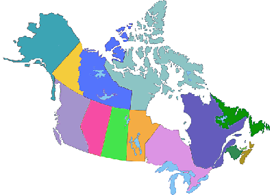 Map of Alaska and Canadian Provinces