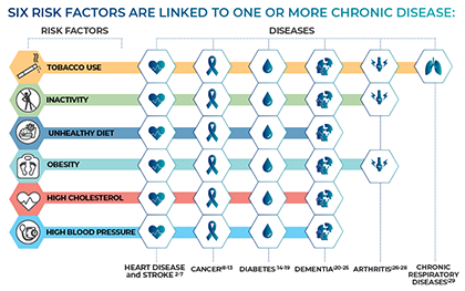 6 risk factors/6 chronic conditions links, health.alaska.gov/dph/Chronic/Documents/HSC_RiskFactorChronicDiseaseLinksGraphic.pdf