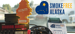 Alaska's Smokefree Workplace Law: Image of a cab with the 10/1/18 effective date circled on a calendar.