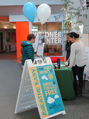   2018 Breath Easy banner for the Anchorage U-Med district celebrating Smoke and Tobacco-Free campuses