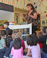 Sheila Hurst Tobacco-Free Alaska Grantee teaching in elementary school classroom