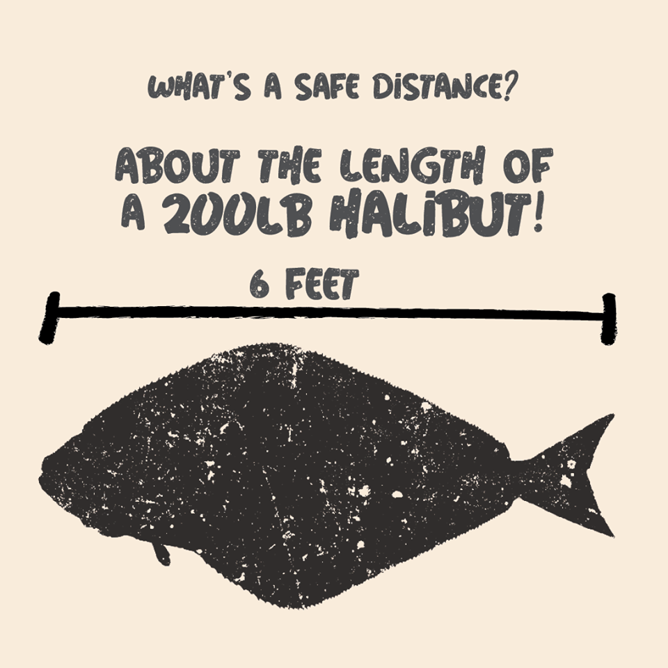 What's a safe distance? About the length of a 200 lb halibut: 6 feet!