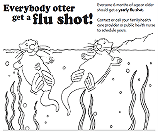Thumbnail for Everybody otter get a flu shot coloring sheet