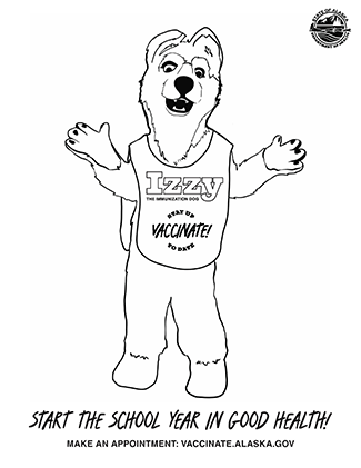 Thumbnail for Start the School Year in Good Health, Izzy the Immunization Dog coloring sheet