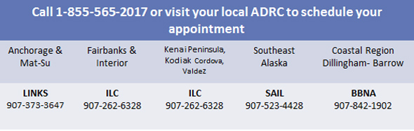 Graphic with contact telephone  numbers. Call 1-855-565-2017 for  ADRC main number.