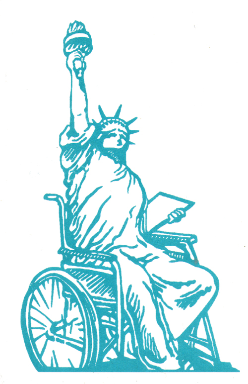 Image of Statue of Liberty sitting in wheelchair