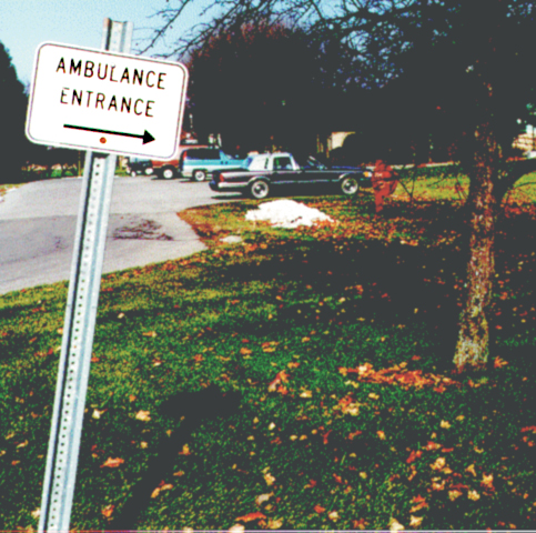 Sign for ambulance entrance