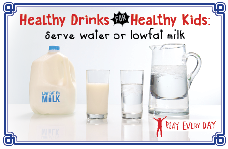 Helathy Drinks for Healthy Kids: Serve Water or lowfat milk