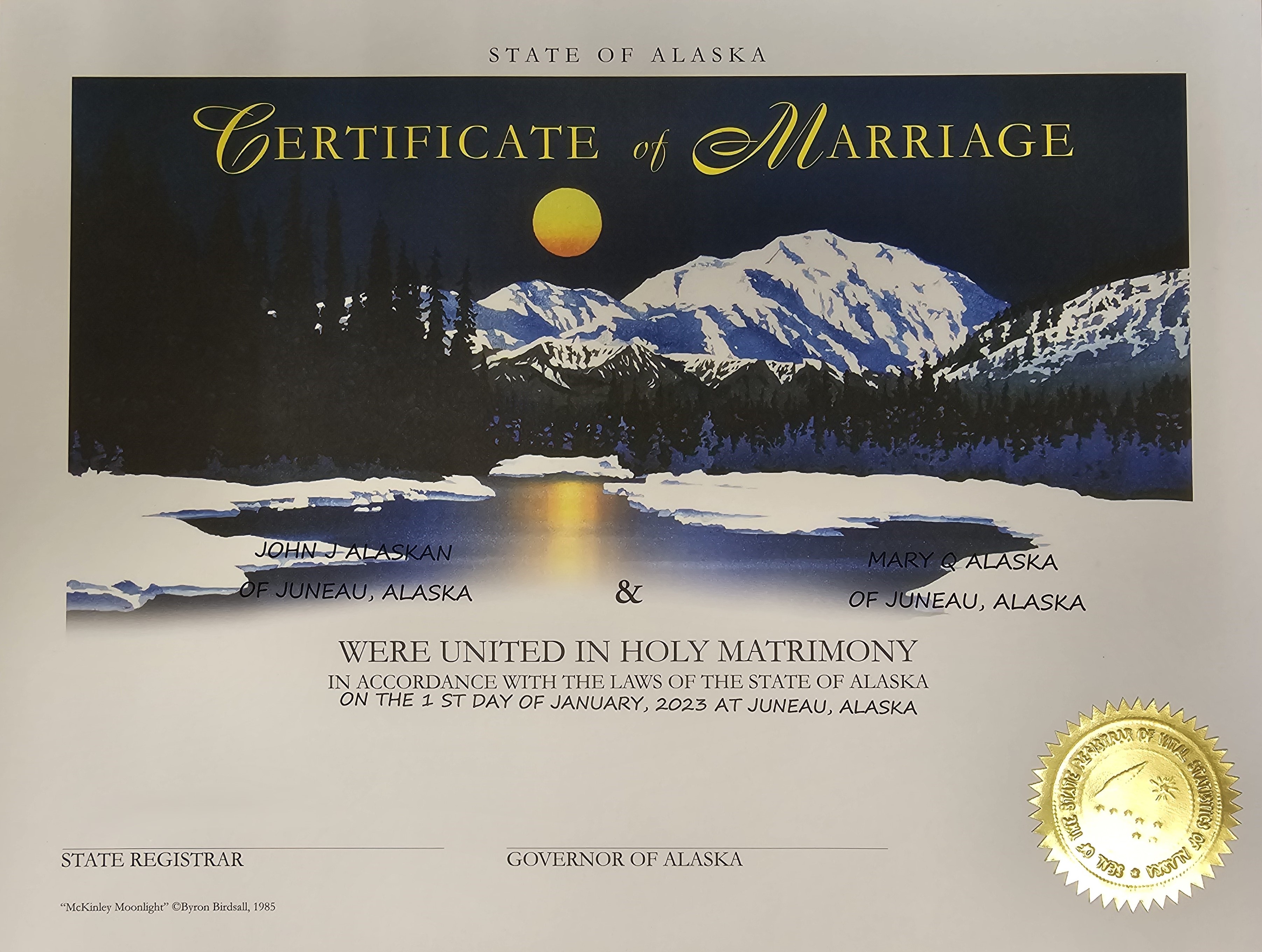 Heirloom Marriage Cert Mckinley